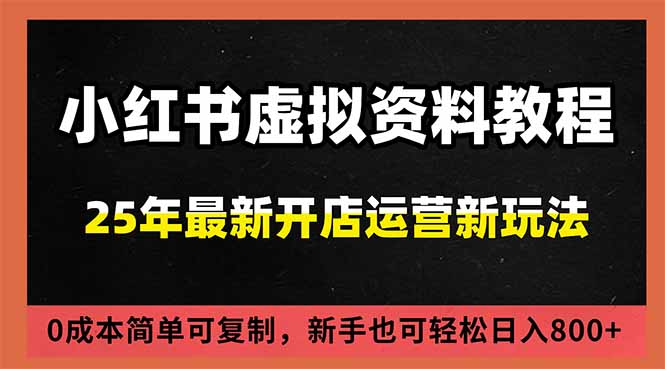 小红书虚拟资料项目：最新搜索流变现玩法，0成本简单可复制，一人多店打法，新手日入800+-天云资源网