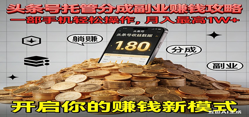 全程托管今日头条,一部手机就可以开干,最高躺赚1W+-橡木仓