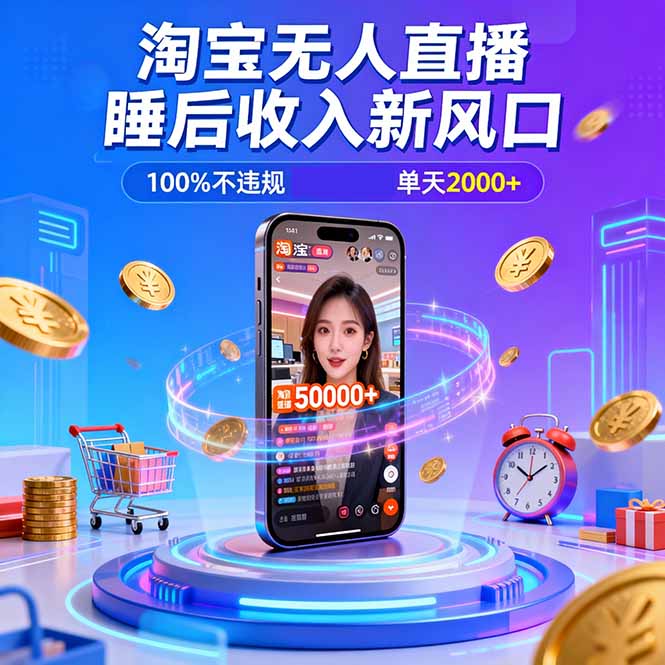 淘宝无人直播,不违规不封号,直播100小时卖了5万,年底旺季!-俗人圈网创