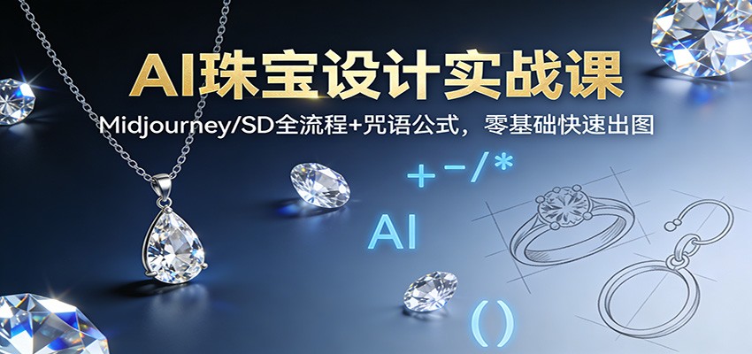 AI珠宝设计实战课:Midjourney/SD全流程+咒语公式,零基础快速出图-轻创终点站