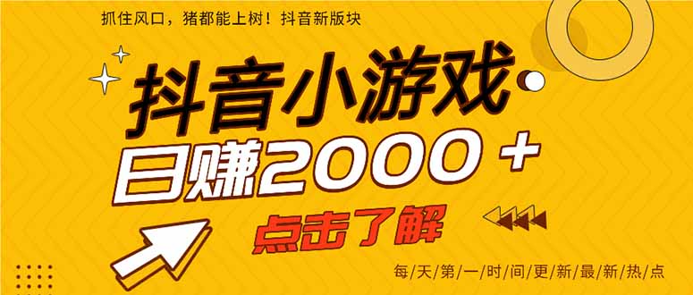 2025年爆火的抖音小游戏项目,一部手机日入2000+-天云资源网