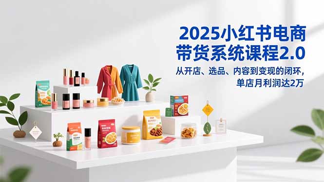 2025小红书电商带货系统课程2.0，从开店、选品、内容到变现的闭环，单店月利润达2万-天云资源网