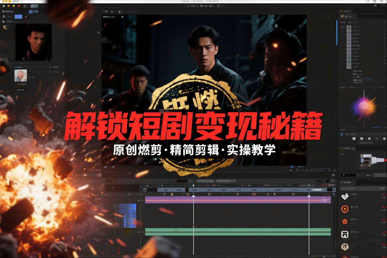 短剧拉新之原创燃剪精简剪辑实操课，解锁短剧变现秘籍-吾爱自习网