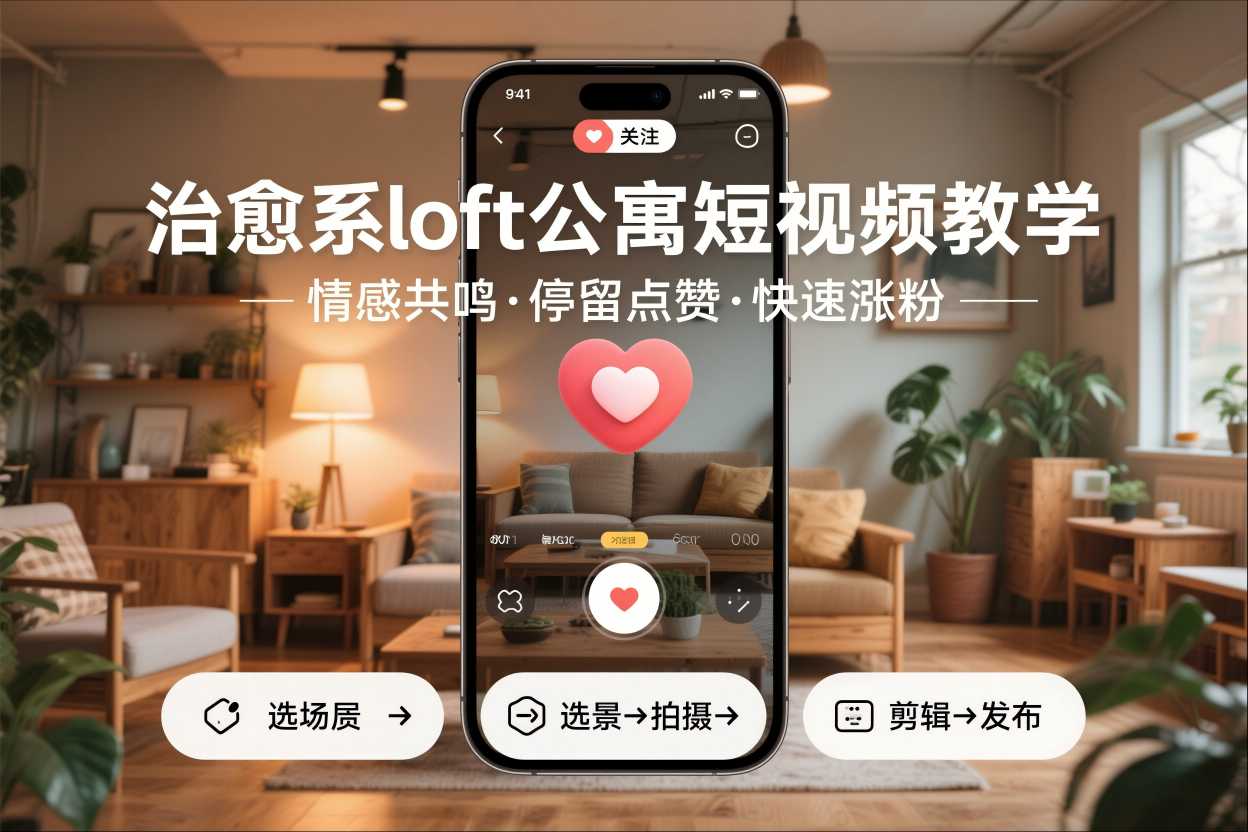 治愈系loft公寓短视频制作教学，情感共鸣引停留点赞关注，快速起号涨粉-喜学网