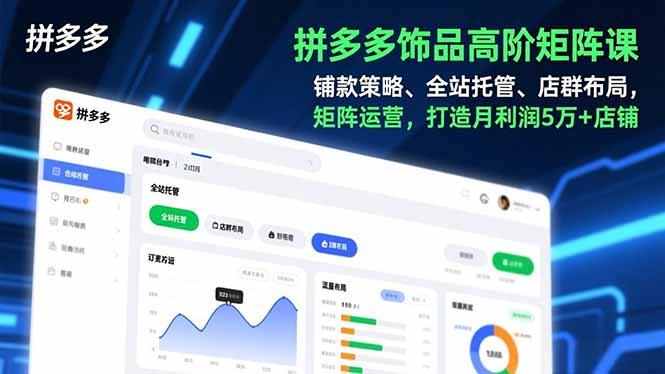 拼多多饰品高阶矩阵课，铺款策略、全站托管、店群布局，矩阵运营，打造月利润5万+店铺-天云资源网