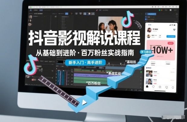 抖音百万粉丝影视解说课程,基础到进阶课,适合新手和进阶学习-天云资源网