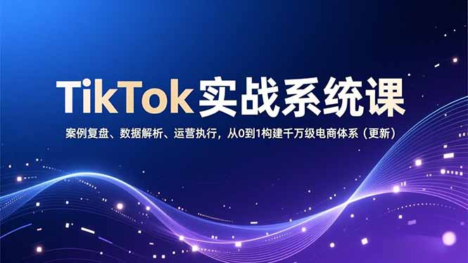 TikTok实战系统课，案例复盘、数据解析、运营执行，从0到1构建千万级电商体系(更新-天云资源网