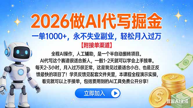2026做AI代写掘金，一单1000+，永不失业副业，轻松月入过万-天云资源网