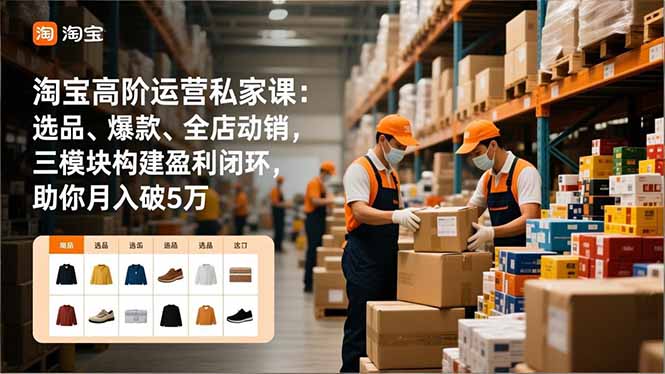 淘宝高阶运营私家课：选品、爆款、全店动销，三模块构建盈利闭环，助你月入破5万(更新12月-喜学网