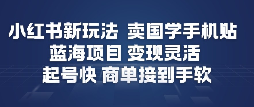 小红书新玩法，卖国学手机贴，蓝海项目，变现灵活，起号快，商单接到手软-天云资源网