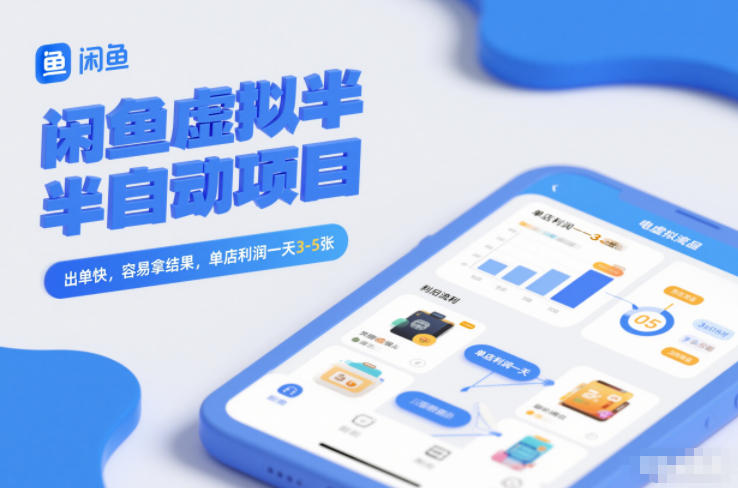 闲鱼虚拟半自动项目，出单快，容易拿结果，单店利润一天3-5张-喜学网