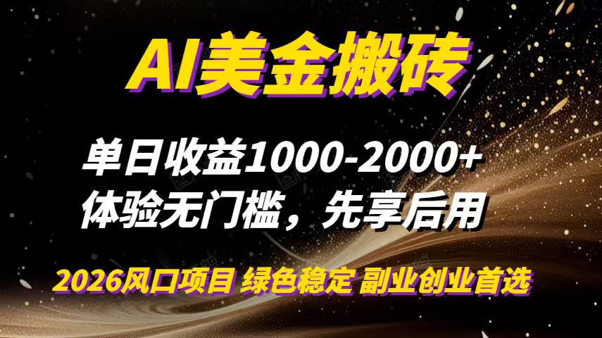 AI美金搬砖，单日收益1000-2000+，2025风口项目，可以副业，可以全职，可以工作室放大-天云资源网