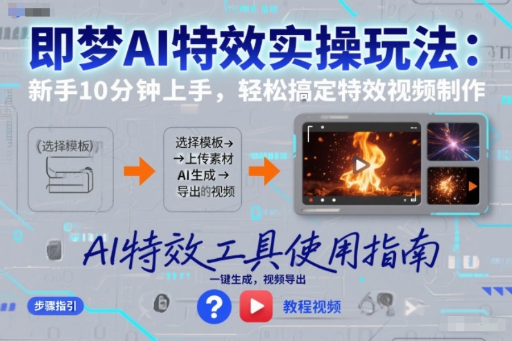 即梦AI特效实操玩法：新手10分钟上手，轻松搞定特效视频制作-吾爱自习网