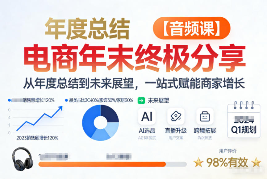 电商年未终极分享，从年度总结到未来展望，一站式赋能商家增长【音频课】-吾爱自习网