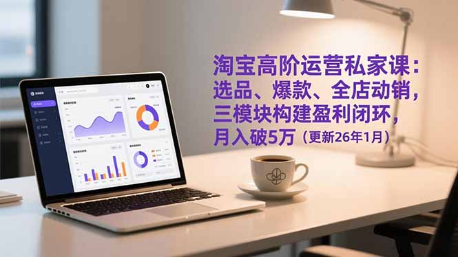 淘宝高阶运营私家课：选品、爆款、全店动销，三模块构建盈利闭环，月入破5万(更新26年1月-吾爱自习网