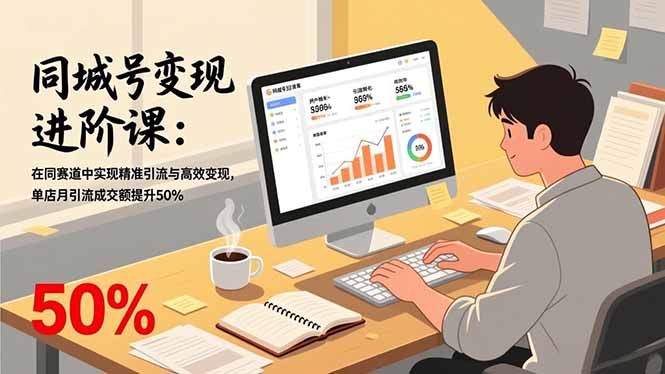 同城号变现进阶课：在同城赛道中实现精准引流与高效变现，单店月引流成交额提升50%-吾爱自习网