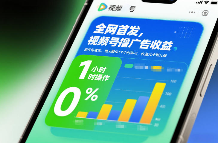 全网首发，视频号撸广告收益，无任何成本，每天操作1个小时即可，收益几十到几张-轻创终点站