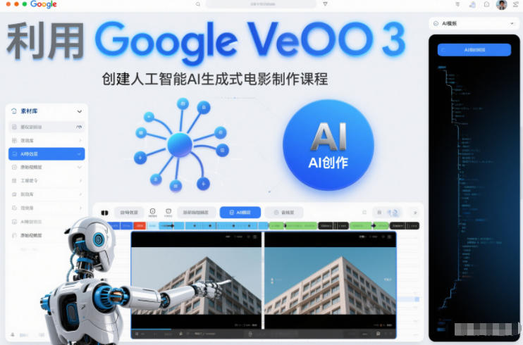 利l用Google Veo 3创建人工智能AI生成式电影制作课程,使用人工智能的力量创建令人惊叹的视频-吾爱自习网