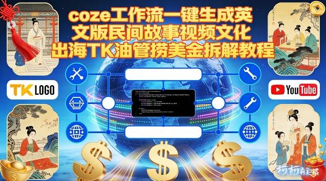 Coze扣子工作流一键生成英文版民间故事视频,文化出海TK油管捞美金拆解教程-吾爱自习网