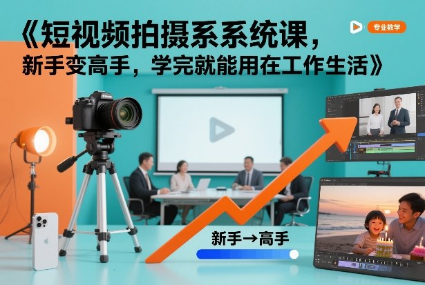 短视频拍摄系统课，新手变高手，学完就能用在工作生活-校睿铺