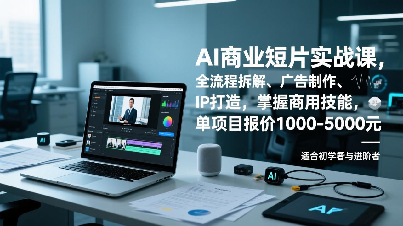 AI商业短片实战课，全流程拆解、广告制作、IP打造，掌握商用技能，单项目报价1000-5000元-轻创终点站