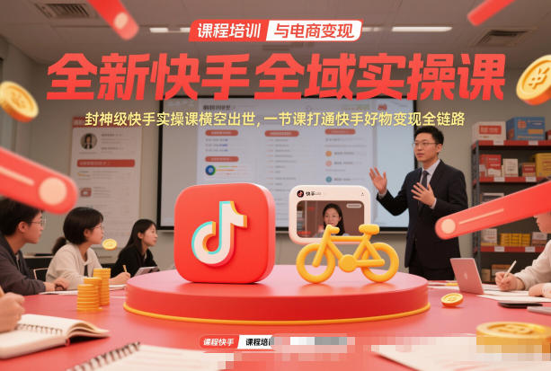 全新快手全域实操课，封神级快手实操课横空出世，一节课打通快手好物变现全链路-校睿铺
