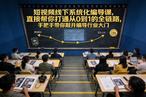 短视频线下系统化编导课，直接帮你打通从0到1的全链路，手把手带你敲开编导行业大门-轻创终点站