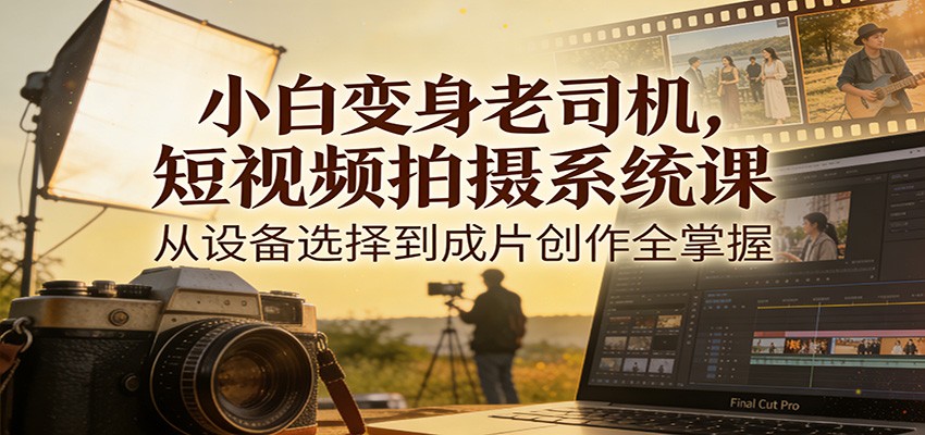 小白变身老司机，短视频拍摄系统课，从设备选择到成片创作全掌握-吾爱自习网
