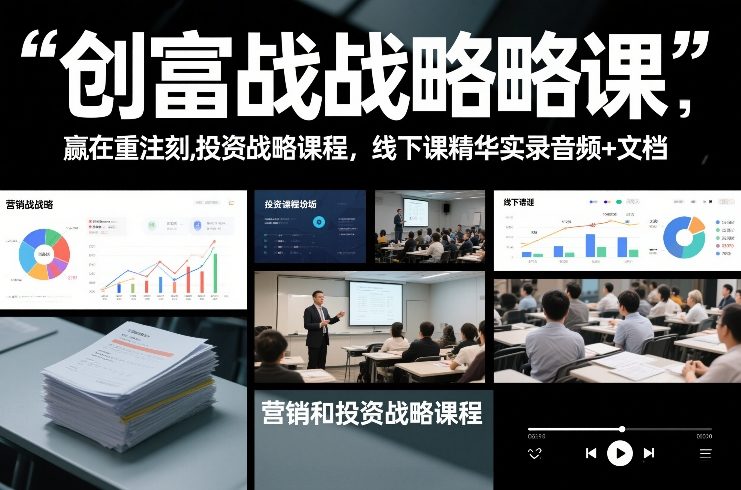 创富战略课，赢在重注时刻，营销和投资战略课程，线下课精华实录音频+文档-吾爱自习网