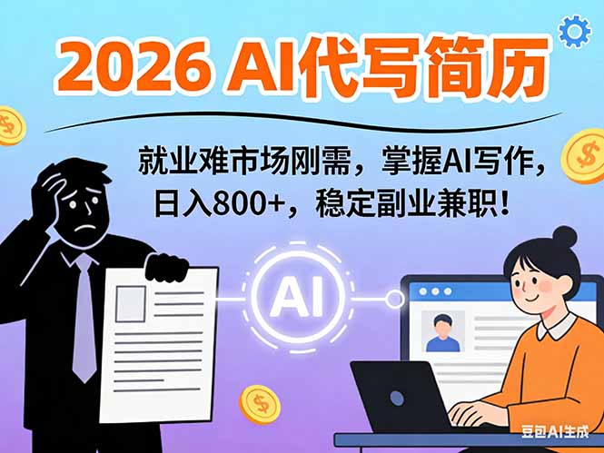 AI代写简历，超暴利，用万能模板月入1-3万实战教程，2026年市场刚需！-吾爱自习网