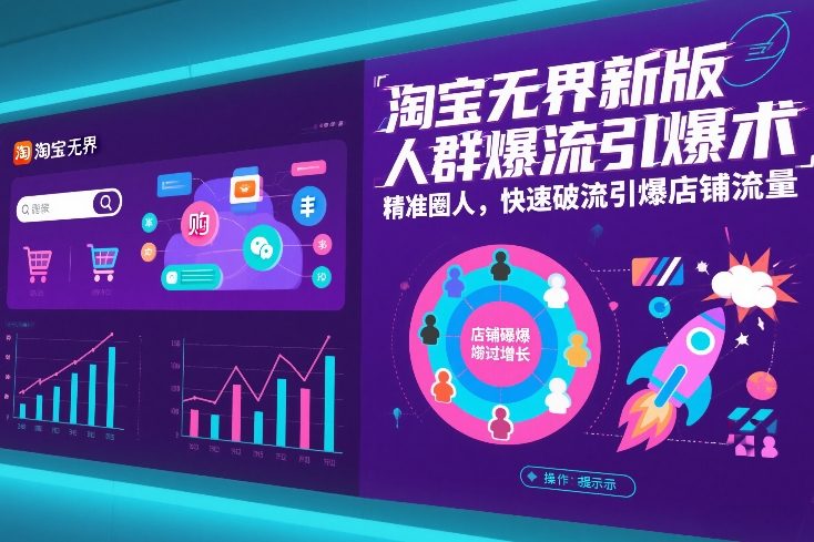 淘宝无界新版人群爆流引爆术，精准圈人，快速破流引爆店铺流量-吾爱自习网