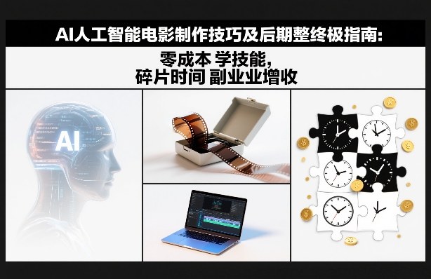 AI人工智能电影制作技巧及后期完整终极指南：零成本学技能，碎片时间副业增收-吾爱自习网