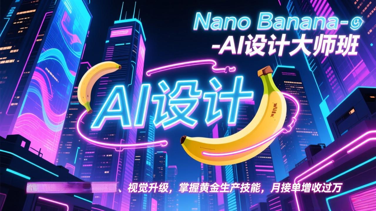 Nano Banana-AI设计大师班，修图合成、广告创作、视觉升级，掌握黄金生产技能，月接单增收过万-云科数创