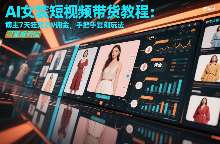 AI女装短视频带货教程：博主7天狂賺2W佣金，手把手复刻玩法，可直接照搬-吾爱自习网