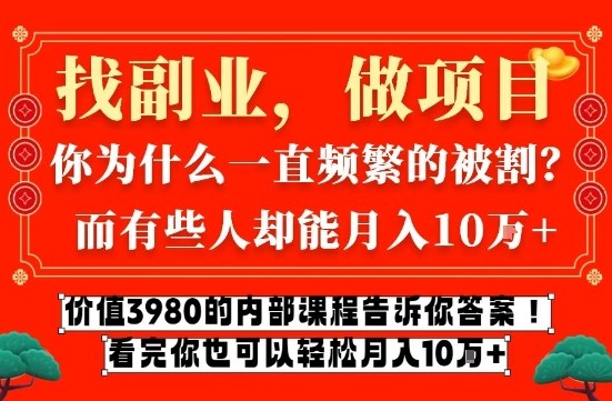 价值3980的网创内部课程，告诉你互联网创业月入10个W的秘密【揭秘】-吾爱自习网