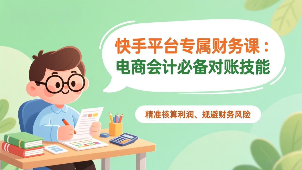 快手平台专属财务课：电商会计必备对账技能，精准核算利润、规避财务风险-吾爱自习网