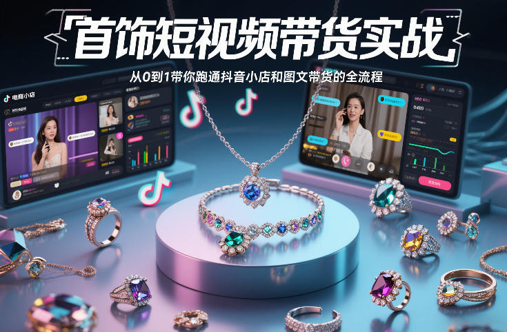 首饰短视频带货实战，从0到1带你跑通抖音小店和图文带货的全流程-吾爱自习网