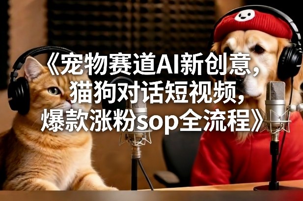 宠物赛道AI新创意，猫狗对话短视频，爆款涨粉sop全流程-新时光资源网