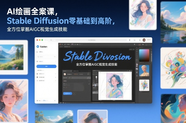 AI绘画全案课，Stable Diffusion零基础到高阶，全方位掌握AIGC视觉生成技能-吾爱自习网