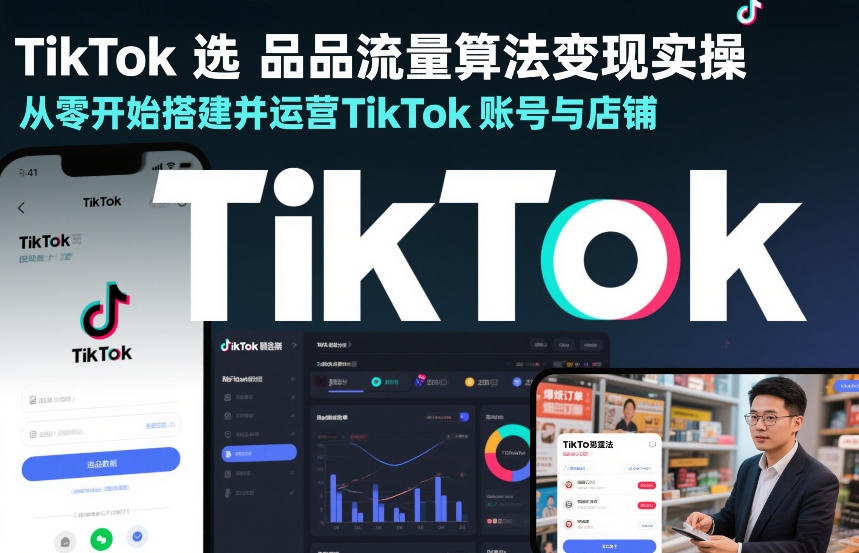 TikTok选品流量算法变现实操，从零开始搭建并运营TikTok账号与店铺-吾爱自习网