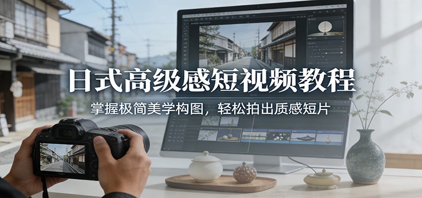日式高级感短视频教程：掌握极简美学构图，轻松拍出质感短片汇通分享-分享轻创项目-网络创业-项目实操-兼职-网赚-副业-抖音-快手-小红书-闲鱼-视频号-直播-短视频-中视频-带货-短剧-游戏搬砖-引流等教程课程分享汇通分享