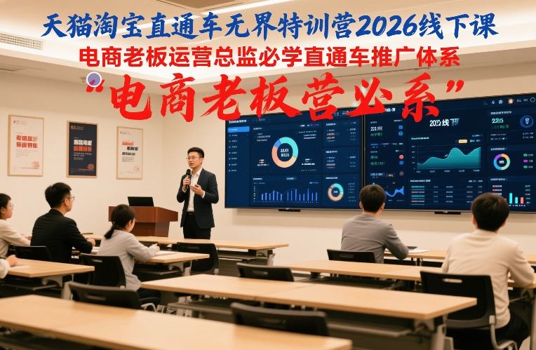 天猫淘宝直通车无界特训营2026线下课，电商老板运营总监必学直通车推广体系汇通分享-分享轻创项目-网络创业-项目实操-兼职-网赚-副业-抖音-快手-小红书-闲鱼-视频号-直播-短视频-中视频-带货-短剧-游戏搬砖-引流等教程课程分享汇通分享