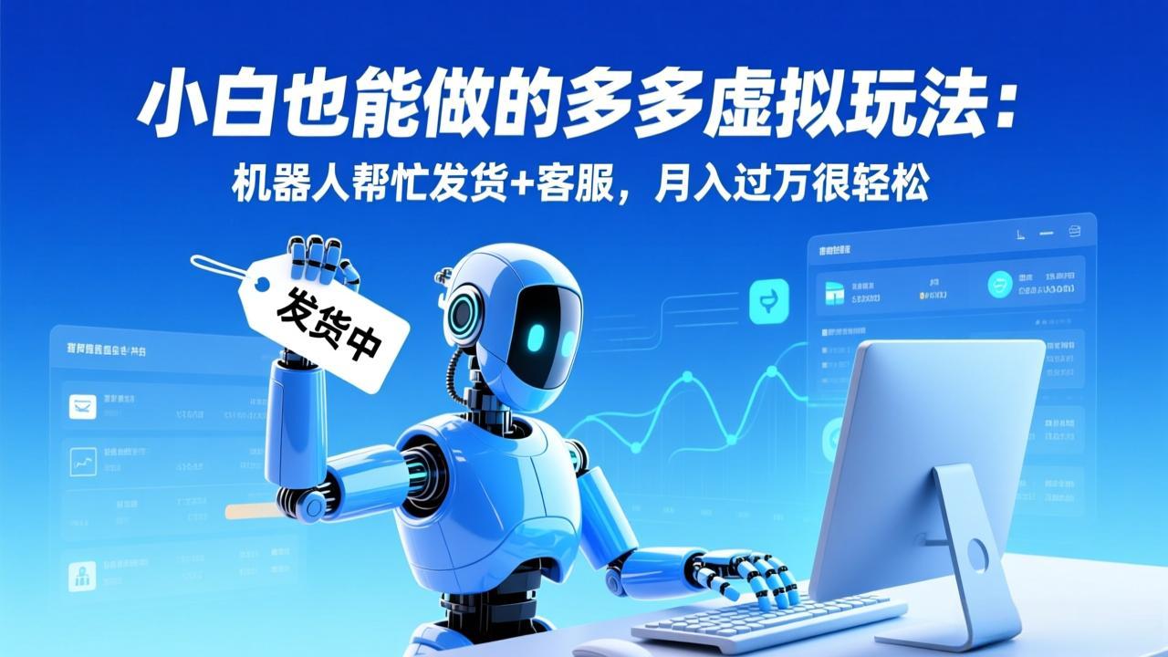 小白也能做的多多虚拟玩法：机器人帮忙发货+客服，月入过万很轻松汇通分享-分享轻创项目-网络创业-项目实操-兼职-网赚-副业-抖音-快手-小红书-闲鱼-视频号-直播-短视频-中视频-带货-短剧-游戏搬砖-引流等教程课程分享汇通分享