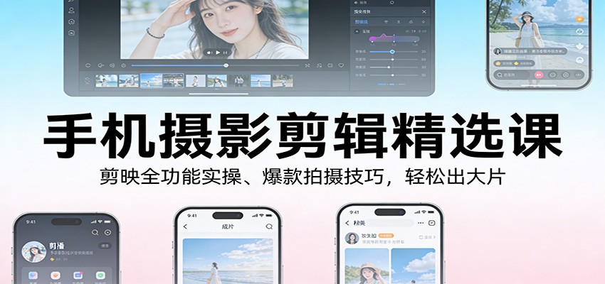 手机摄影剪辑精选课：剪映全功能实操、爆款拍摄技巧，轻松出大片-皮皮网创