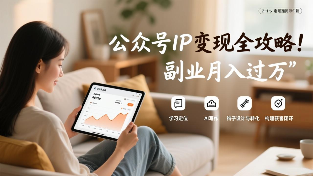 公众号IP变现全攻略，学习定位、AI写作、钩子设计与转化，构建获客闭环，副业月入过万-吾爱自习网