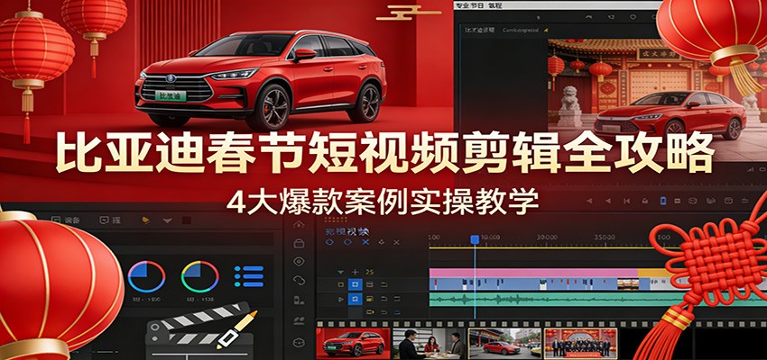 比亚迪春节短视频剪辑全攻略，4大爆款案例实操教学-棕熊云分享 - 专属年轻人的资源宝库