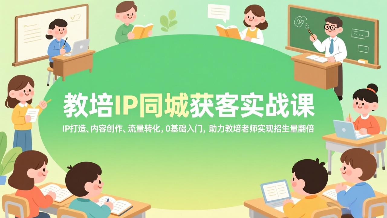 教培IP同城获客实战课，IP打造、内容创作、流量转化，0基础入门，助力教培老师实现招生量翻倍-吾爱自习网