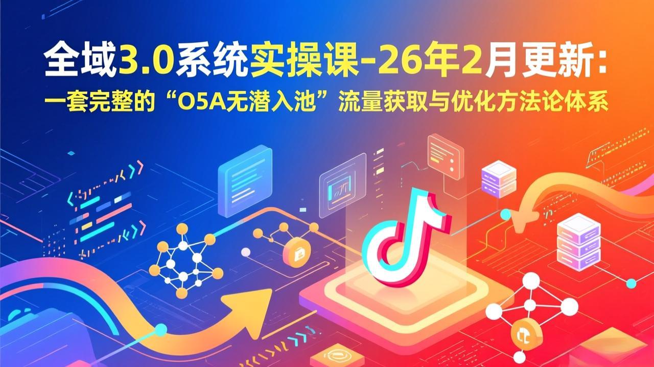 全域3.0系统实操课-26年2月更新：一套完整的“O5A无潜入池”流量获取与优化方法论体系-吾爱自习网