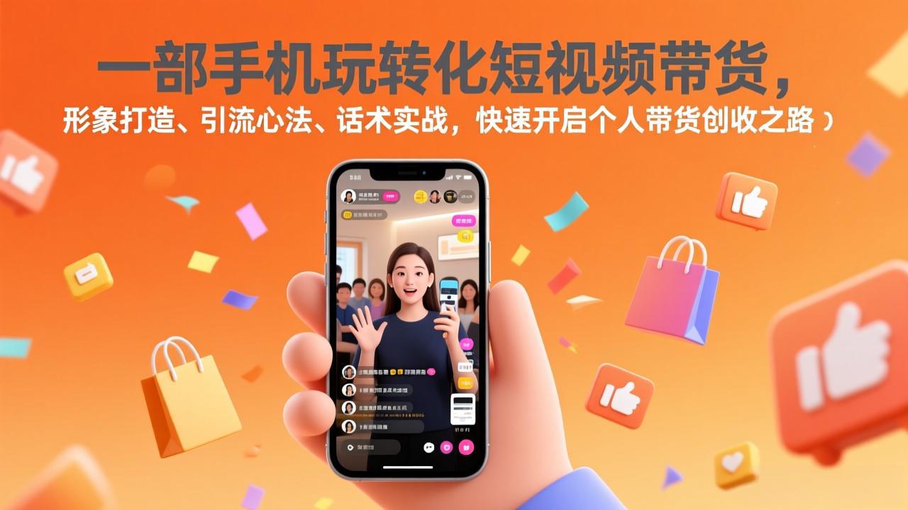 一部手机玩转化短视频带货，形象打造、引流心法、话术实战，快速开启个人带货创收之路-吾爱自习网