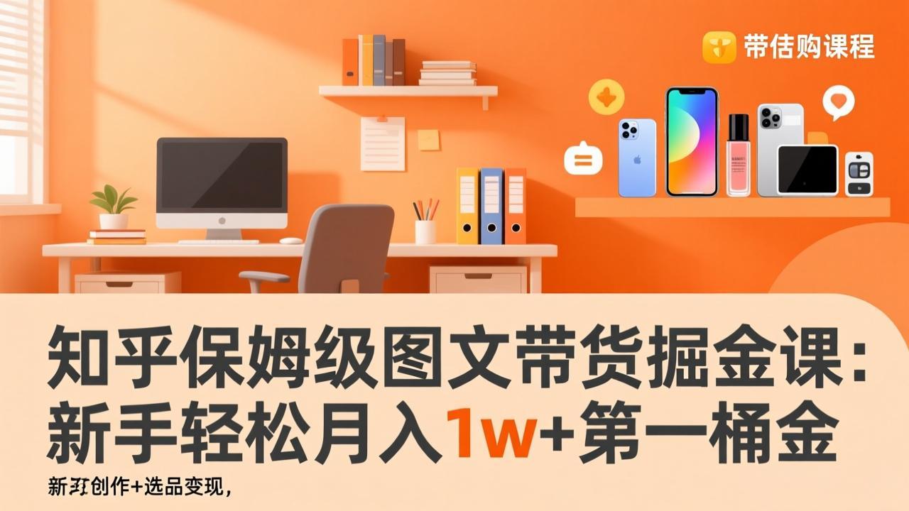 知乎保姆级图文带货掘金课：账号打造+爆文创作+选品变现，新手轻松月入1w+第一桶金-吾爱自习网